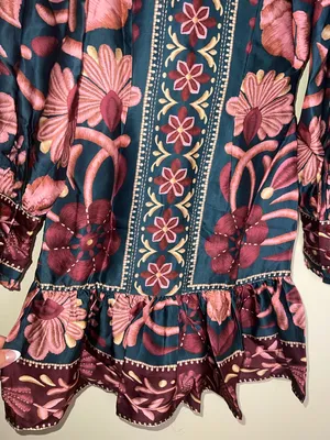 Farm Rio‎ Seashell Tapestry Teal Mini Dress NWT XXS Boho thumbnail 10