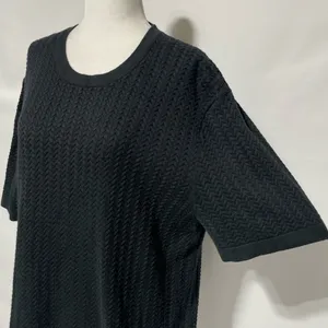 Abercrombie & Fitch Cable Knit Short Sleeve Sweater Tee Faded Black Size Large thumbnail 6