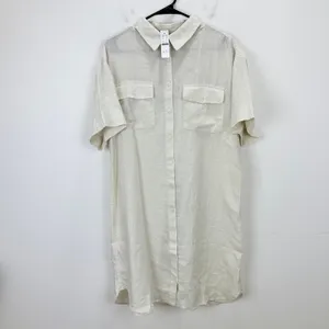 J.Crew Tall Utility Shirtdress Linen Natural Beige Relaxed Pockets Small NWT thumbnail 5