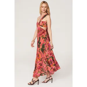 Farm Rio Blooming Garden Floral Print One Shoulder Cut Out Cocktail Maxi Dress M thumbnail 3