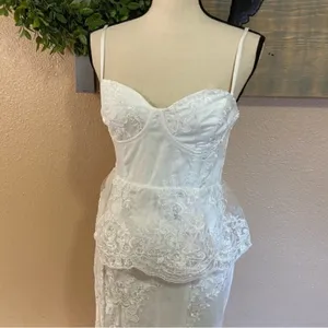 NWOT Lulus Eternal Passion White Lace Bustier Peplum Mermaid Maxi Dress thumbnail 4