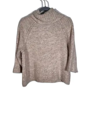 Lilla P Womens Wool Blend Cowl Neck Sweater Beige Tan Small thumbnail 4