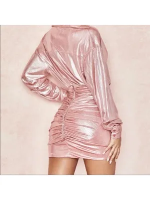 House of CB Shahja Metallic Rose Ruched Tie-Front Mini Skirt thumbnail 2
