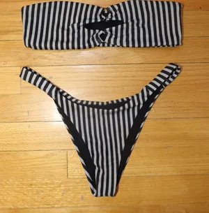 PacSun Salero Black & White Striped Bikini Set thumbnail 3