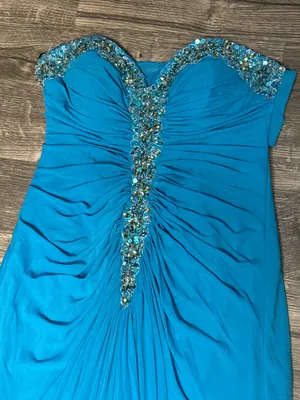Alyce Paris Turquoise Beaded Strapless Formal Prom Evening Gown Size 10 thumbnail 5