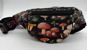 Boho Mushroom Woven Waist Pack Festival Hip Bag Multicolor Striped Fanny Pack thumbnail 1
