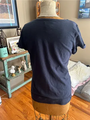 Lauren Ralph Lauren Navy Short-Sleeve Tee with Sequin Detail | Size Medium thumbnail 3