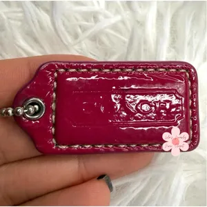 1.5" COACH Patent Leather Fob Bag Charm Hang tag Hangtag thumbnail 1
