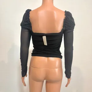 new Floerns small square neck puff sleeve ruched sheer top TLS2 3554 thumbnail 10