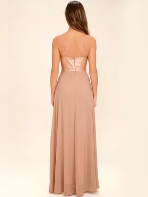 Lulus The Best Part Matte Gold Sequin Maxi Dress Size Medium thumbnail 4
