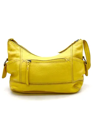 The Sak Kendra Hobo Shoulder Bag Mustard Yellow Leather Slouchy Zip Pocket Purse thumbnail 6