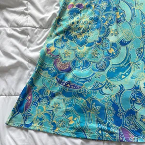 NWT Mandala V-Neck A-Line Midi Dress Blue Turquoise Boho Short Sleeve XL Hippie thumbnail 2