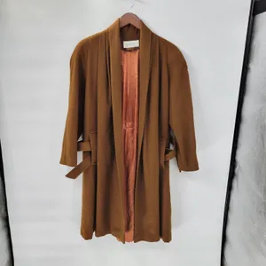 Vintage J. Hilary Wool Coat Womens 4 Belted Camel Brown Long Trench Made in USA thumbnail 4