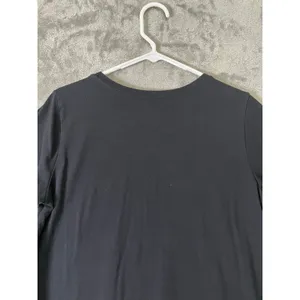 Eileen Fisher Cotton Stretch Jersey Black Round Neck Dress Minimalist Capsule MD thumbnail 4