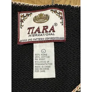 Tiara International‎ Cardigan Sweater Sz L Embroidered Button Floral Sequin 2002 thumbnail 3
