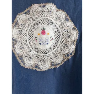 Banana Republic Petite Large Blue Lyocell Cropped‎ Chambray Top Crochet Back L P thumbnail 6