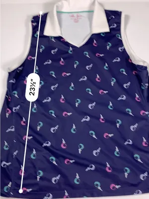 Lillie Green Womens Large Golf Polo Shirt Navy Blue Sleeveless Performance thumbnail 9