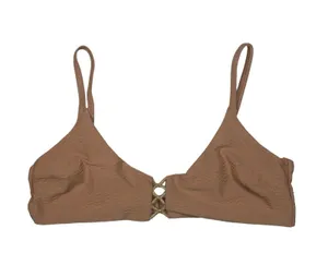 Aerie Scoop Bikini Top Womens Size XL NWT Nude Lacing Shimmer Adjustable thumbnail 1