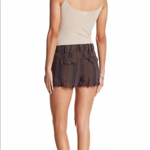 Free People Morning Rain Linen Striped‎ Cut Off Shorts 0 thumbnail 3