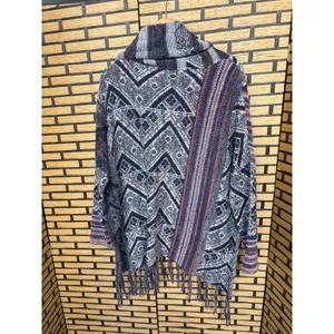 Free People Navy Aztec Cowl Neck Sweater Size Small‎ thumbnail 2