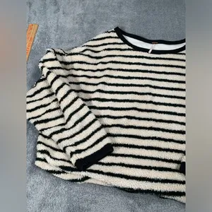 Free people Breton Striped pullover long sleeve fleece medium thumbnail 2