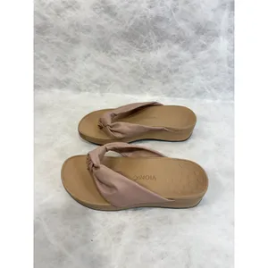 Vionic Rosalind Tan Leather Knotted Platform Thong Sandals Womens 9 Wide TVW5476 thumbnail 3