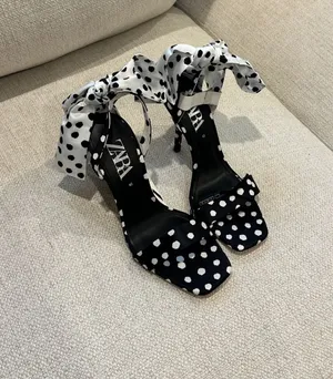 Polka Dot Zara Heels Black & White thumbnail 1