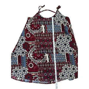 Free People Deep Red, Blue, White pattern mini dress sz‎ S thumbnail 6