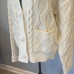 Cream Cable Knit Cardigan Sweater oversized medium nasty gal like new thumbnail 3