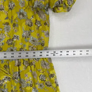 ALEXIS Auja Floral‎ Print Crepe Midi Dress Ruffle Sleeve Tiered Yellow XS thumbnail 3