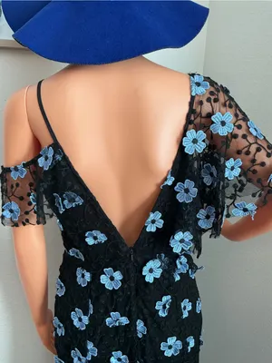 La Maison Talulah Black Blue Floral Embroidered Lace Maxi Dress thumbnail 8