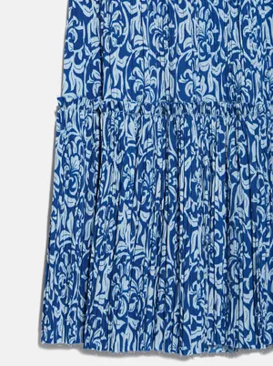 ZARA NWT High Waisted Floral Print Blue Midi Skirt thumbnail 5