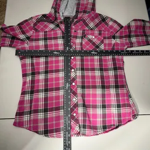 Carhartt Flannel Shirt Womens Small‎ Pink Plaid Hooded Pearl Snap Rugged Shacket thumbnail 2
