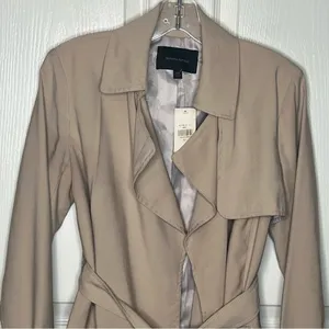 Banana Republic Factory Sz XS Khaki Trench Coat Tie Closure Open Front thumbnail 2