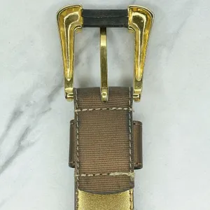 Vintage Ritz Bronze Faux Leather Belt Gold Hardware Small (S) ✨ thumbnail 4