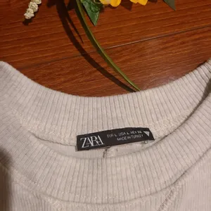 Zara Off White Crop Top Sweater Size L thumbnail 3