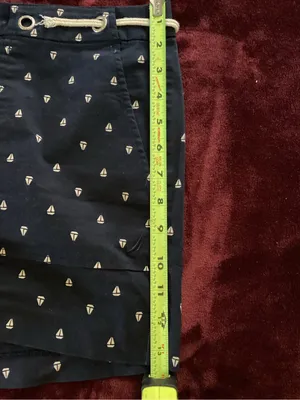 Nautica Navy Blue Printed Bermuda Shorts with White Trim thumbnail 3