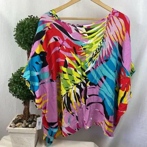 Natori Floral Print Bora Bora Short Sleeve Tunic Caftan Top NEW M thumbnail 5