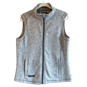 Simply Southern Large Heather Grey Full Zip Sweater Vest Mock Neck Pockets thumbnail 2