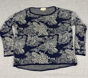 Denim & Supply Ralph Lauren Sweater Womens Small Blue Floral Crew Neck Knit thumbnail 1