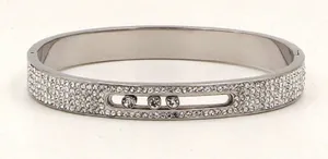 Rhinestone Stainless Steel Bracelet Silver thumbnail 1