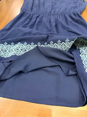 Market & Spruce Navy Blue Embroidered Dress Size L Sleeveless Boho Shift thumbnail 6