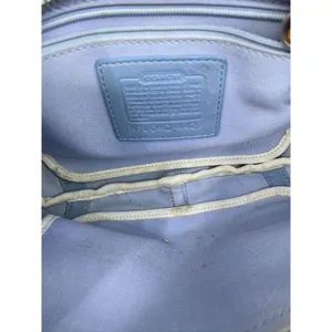 COACH Small Handbag Green White Tote Bag thumbnail 5