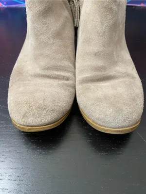 Toms Women's Suede Ankle Booties in Taupe thumbnail 2