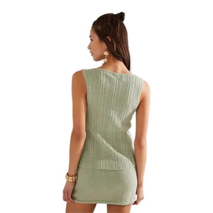 FREE PEOPLE Beach Rhea Sweater Set - Summer Sage Green Mini Skirt‎ M Sold Out thumbnail 3