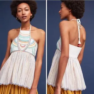 NWT Anthro Floreat Itzel Embroidered Halter Top thumbnail 2