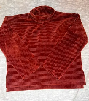 Madewell Texture & Thread Rust Corduroy‎ Mock Neck Top Size S thumbnail 1