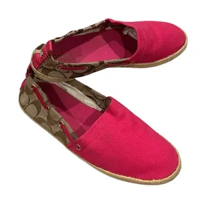 Coach Women's Vibrant Pink Tan Espadrille casual Slipon Shoes 7 thumbnail 1