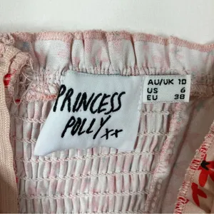 Princess Polly Deniz Pink Red Floral Smocked Mini Dress Coquette Womens 6 thumbnail 3