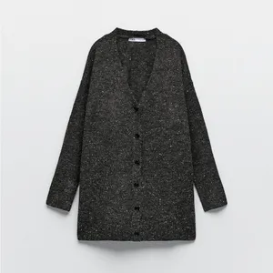 Nwot Zara Wool / Alpaca Blend Rib Trim Knit Long Cardigan Gray Small thumbnail 8